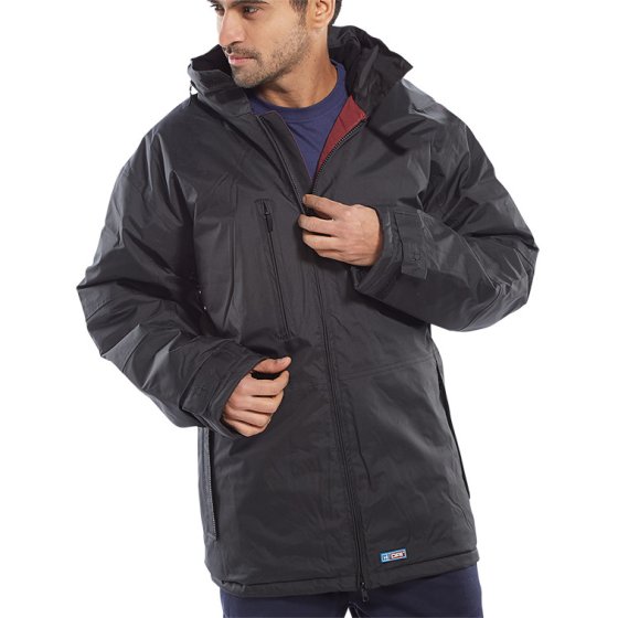 Mercury Jacket Zip-away Hood Poly/Pongee fabric Half Fleece Lined Black 5XL