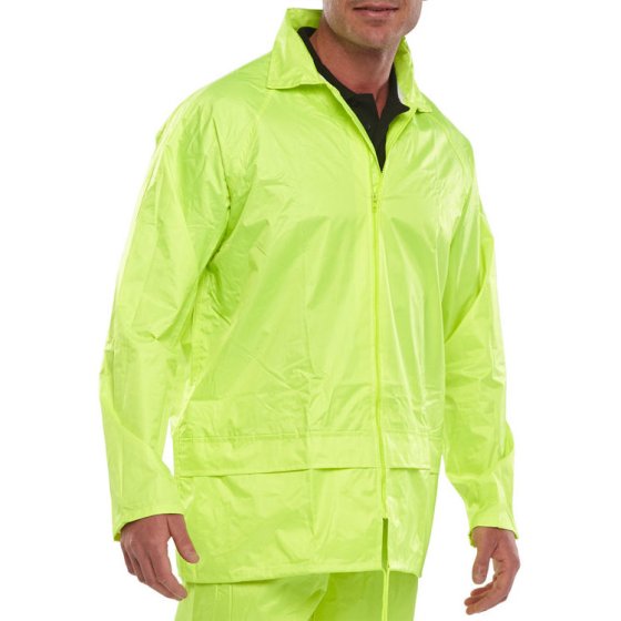 B-Dri Jacket Lightweight Nylon PVC coated Inner Zip Front Saturn Yellow SML