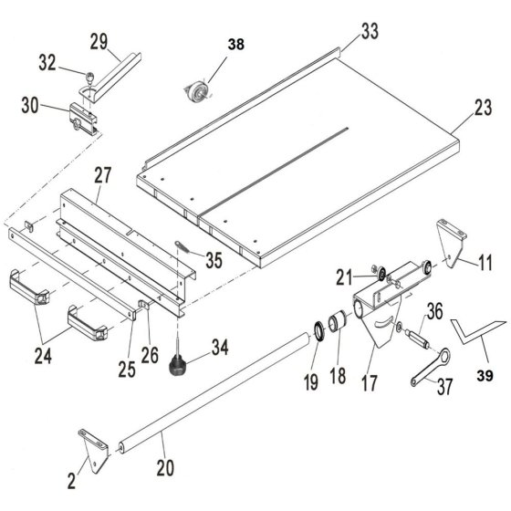 Table Assembly for Norton Clipper CB651 Masonry Saw