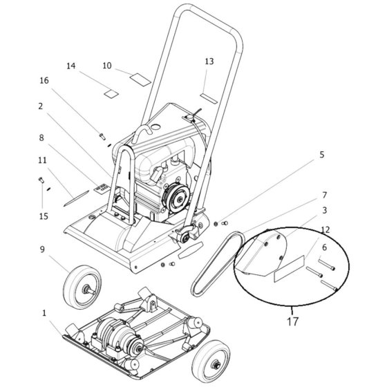 Base Plate Assembly -1 for Norton Clipper CFP14W-D Plate Compactor
