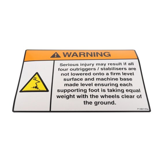 Label-Hydraulic Outriggers-Uk for Niftylift 120T (TM34T), 170 (TM50) Access Platforms - P14841