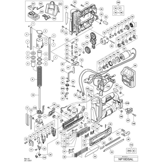 Hikoki NP18DSAL Main Assembly
