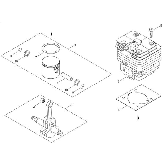 Cylinder, Piston, Crankshaft
