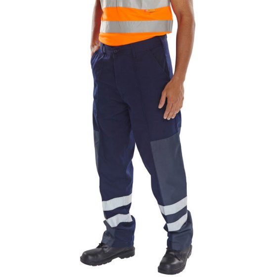 Patch Trousers Poly/Cotton H/Duty Reinforced Fabric Tall Fit Navy Blue 30t