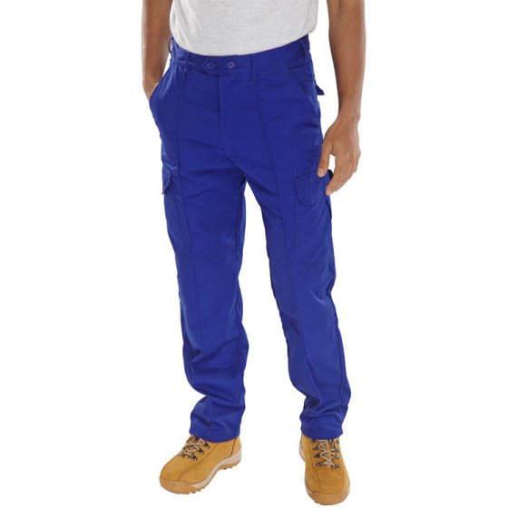 Drivers Trousers Sewn Crease Fasten Zip Fly/Button Reg Fit Royal Blue 46