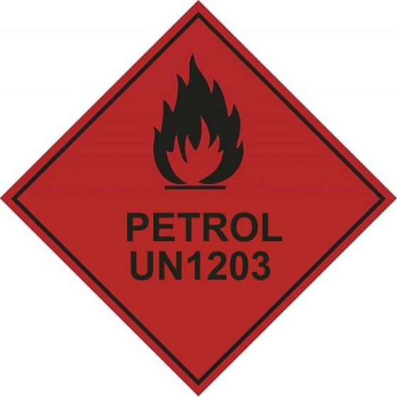 Petrol UN1203 Hazard Label