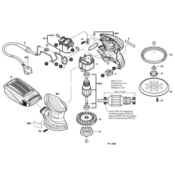 Bosch PEX 220 A Sander Assembly