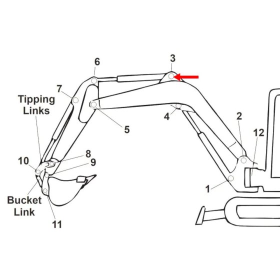Pin (Position 3) for Kubota K008 Alpha Mini Excavator - Replaces 69191-66640)