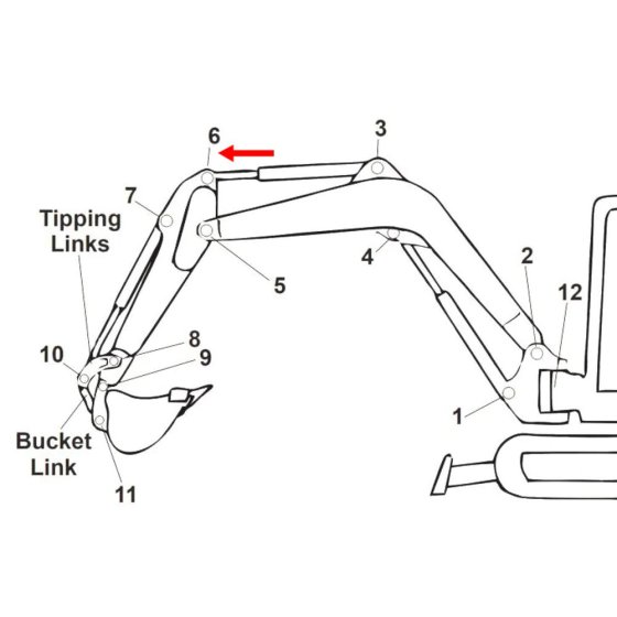 Position 6 for Kubota K008 Alpha Mini Excavator - Replaces 6919 66650