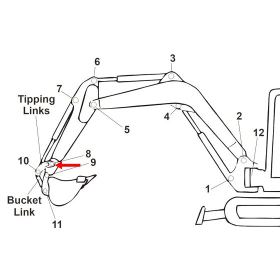 Pin (Position 8) for Kubota KX057-4 Mini Excavators - Replaces RD458 66750