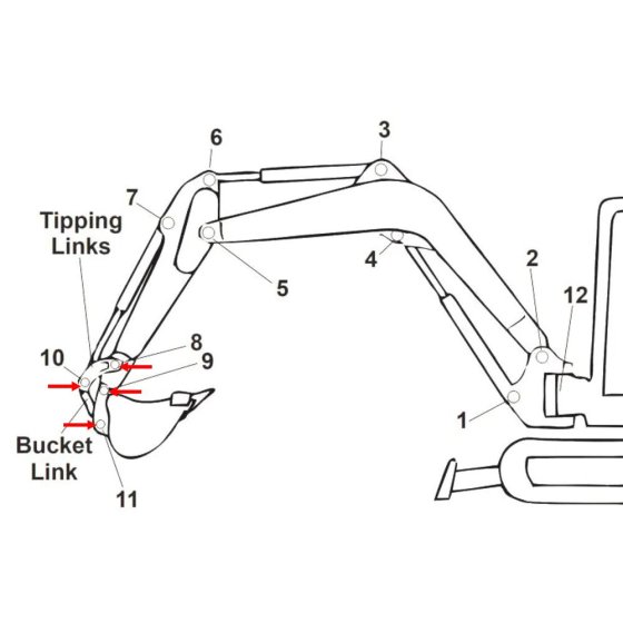 Position 8, 9, 10, 11 Pin and Bush Kit for Takeuchi TB125 Mini Excavators