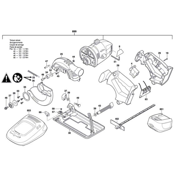 Bosch PKS 18 LI Saw Assembly