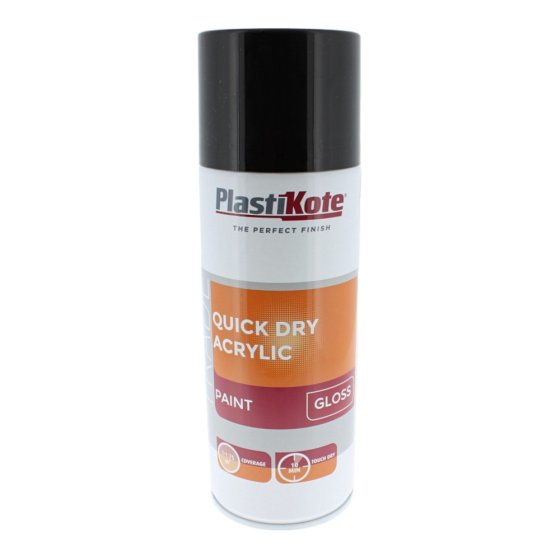 Trade Quick Dry Acrylic Spray Paint Gloss Black 400ml