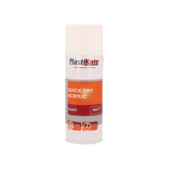 Trade Quick Dry Acrylic Spray Paint Matt White 400ml