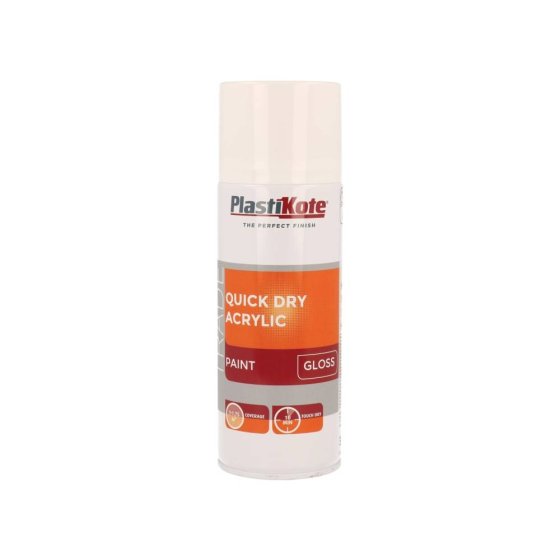 Trade Quick Dry Acrylic Spray Paint Gloss White 400ml