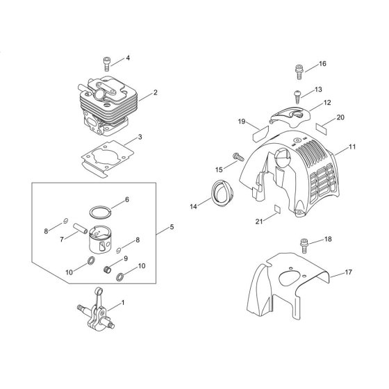 Cylinder, Piston, Crankshaft