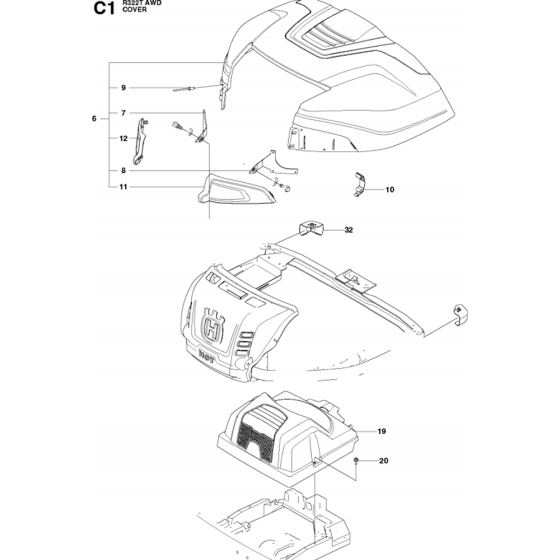 Rear Cover for Husqvarna R332T