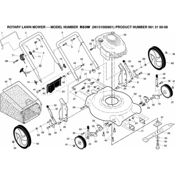 Assembly for Husqvarna R53 W