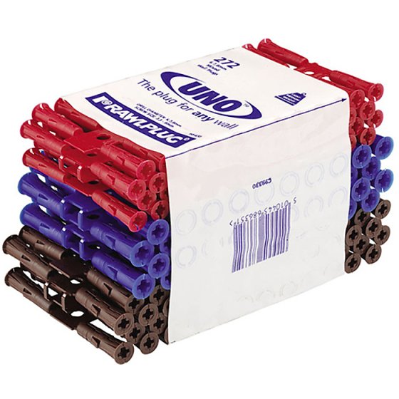 Uno Plugs Trade Mixed Pack of 272 + 1 Drill Bit by Rawlplug - 68-636 TRADE PACK