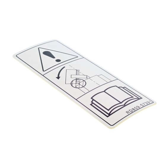 Label for Kubota U48-4, U55-4 Mini Excavator - OEM No. RD809 57390
