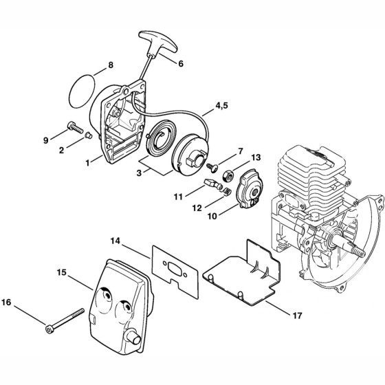 Rewind Starter & Muffler Assembly