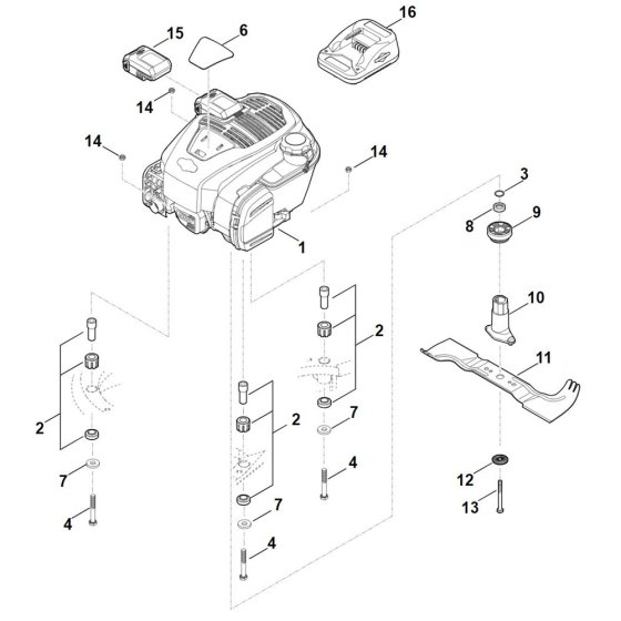 Engine and Blade for Stihl Mower