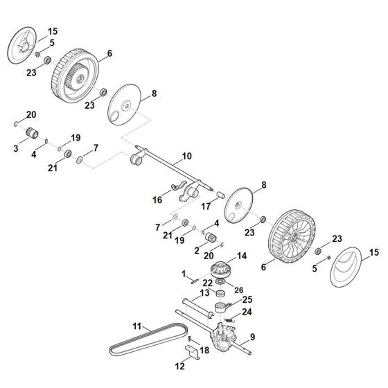 Shaft, Gear Box for Stihl Mower