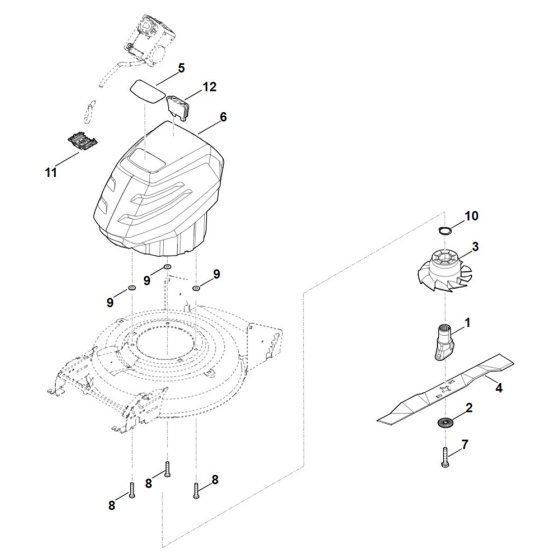 Engine, Blade for Stihl Mower