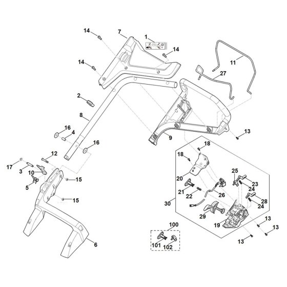 Handle for Stihl RMA 448.2 VC