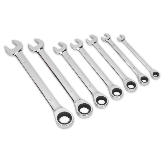 Ratchet Combination Spanner Set 7pc Metric Sealey Part No. S01142