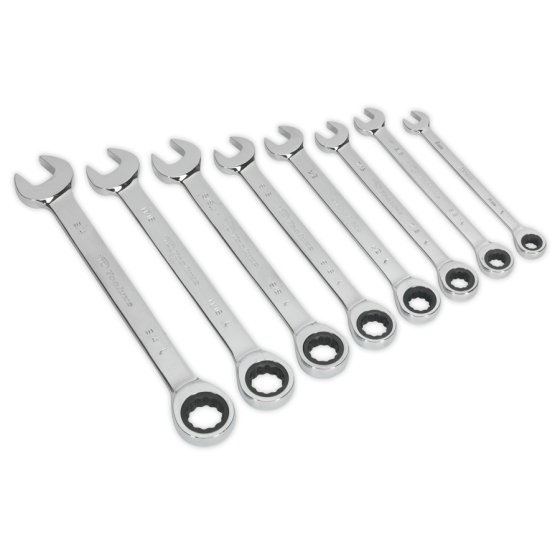 Combination Ratchet Spanner Set 8pc Imperial Sealey Part No. S0984