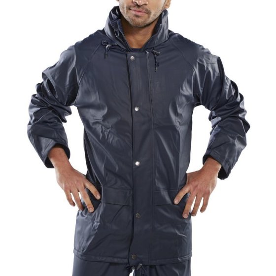 Super B-Dri Jacket Polyester PU Coated Front Zip & Storm Flap Navy Blue  XL