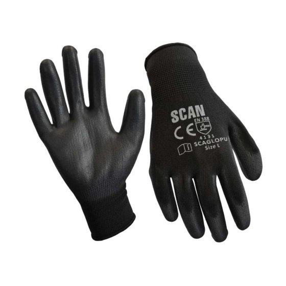 Scan Black PU Coated Gloves