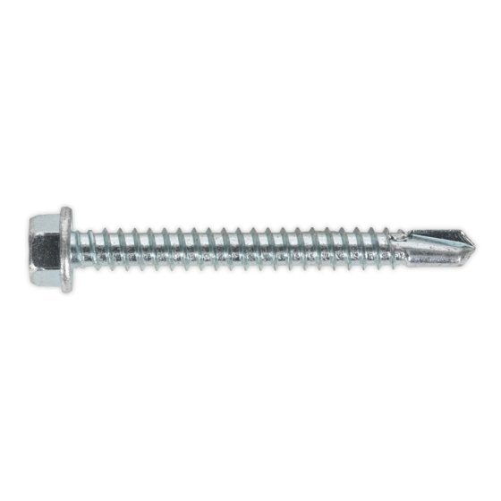Self Drilling Screw 5.5 x 50mm Hex Head Zinc DIN 7504K Pack of 100 Sealey Part No. SDHX5550