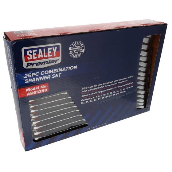Sealey Combination Spanner Set - 25 Piece - OEM No. AK63258
