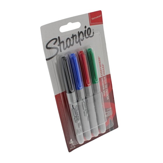 Fine Tip Permanent Marker Assorted (Pack 4)