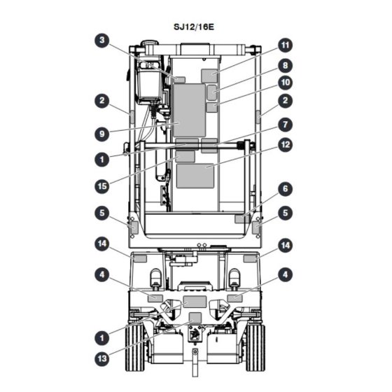Front Labels for Skyjack SJ12 E Vertical Mast