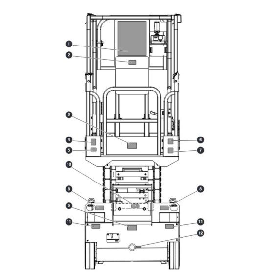 Rear Labels for Skyjack SJ3013 Micro DC Scissor Lift