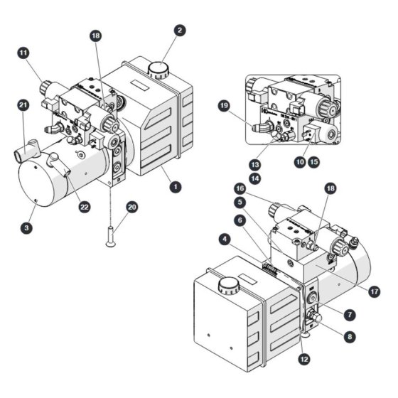 Motor Pump/ Tank/ Manifold for Skyjack SJ3213 Micro DC Scissor Lift