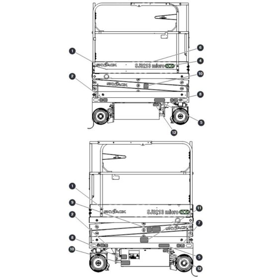 Left & Right Side Labels for Skyjack SJ3219 Micro DC Scissor Lift
