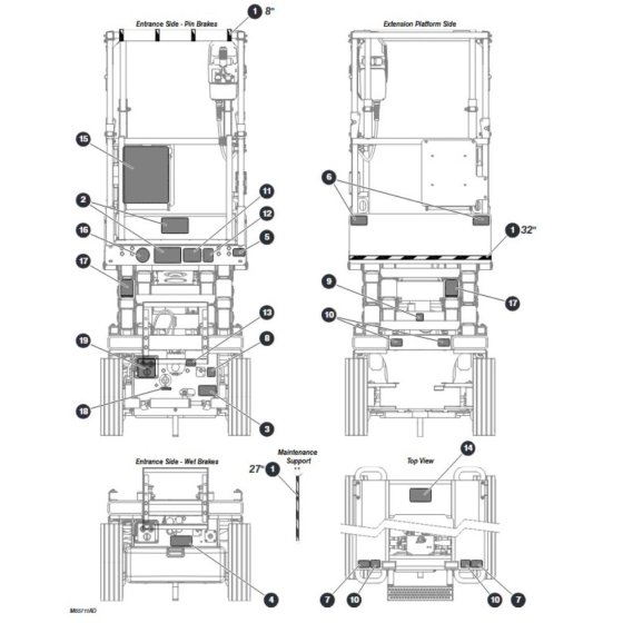 Labels - Front, Back & Top for Skyjack SJ3220 DC Scissor Lift