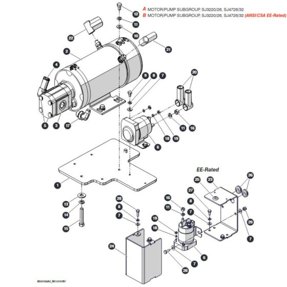 Motor, Pump and Contactor for Skyjack SJ3220 DC Scissor Lift