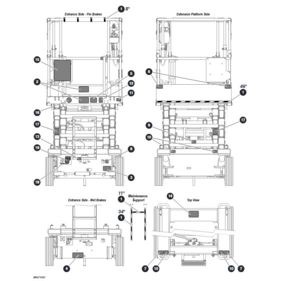 Labels – Front Back & Top for Skyjack SJ4732 DC Scissor Lift