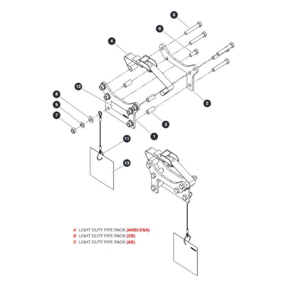 Light Duty Pipe Racks (ANSI/CSA, CE & AS) for Skyjack SJ4740 DC Scissor Lift