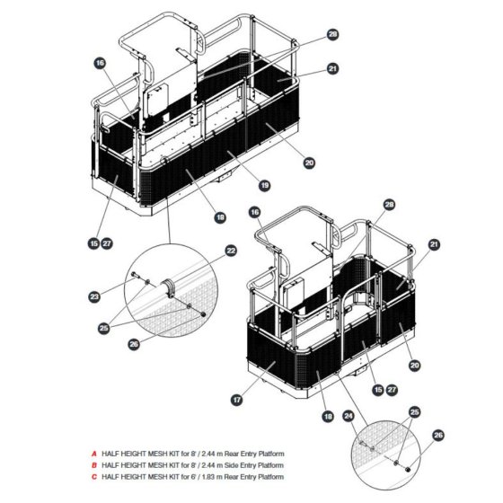 Half-Height Platform Mesh-1 for Skyjack SJ66 Tplus Telescopic Boom