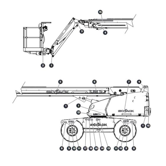 Labels - Engine Side for Skyjack SJ66 Tplus Telescopic Boom