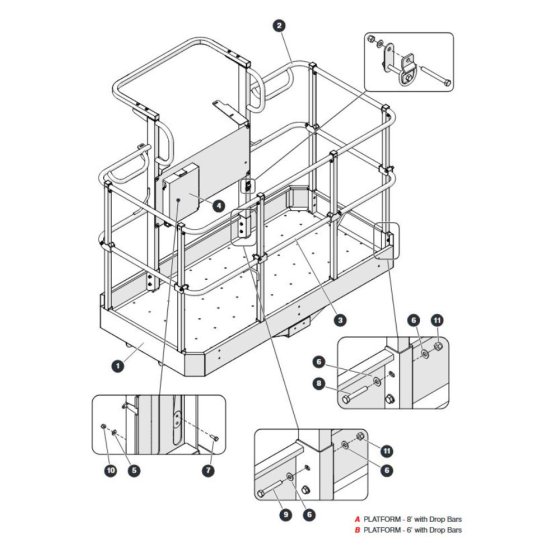 Platform with Drop Bar for Skyjack SJ66 Tplus Telescopic Boom