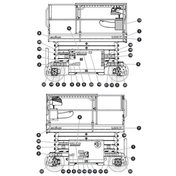 Labels - Right and Left for Skyjack SJ6826 (B200000001 - B200999999) RT Scissor Lift