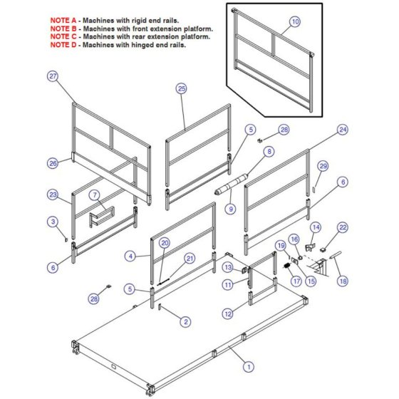 Main Platform and Railing for Skyjack SJ8831 RT Scissor Lift