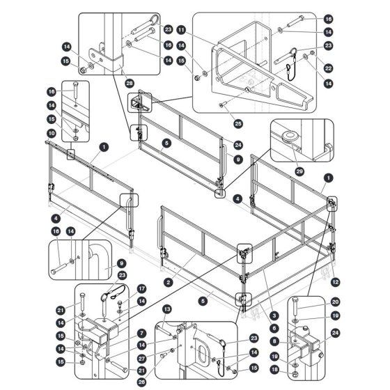 Main Platform Railings - Single Extension Deck for Skyjack SJ9253 RT Scissor Lift